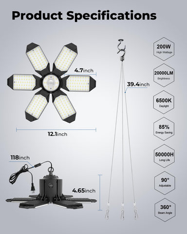 toberich motion sensor garage light 6500k daylight for clear visibility