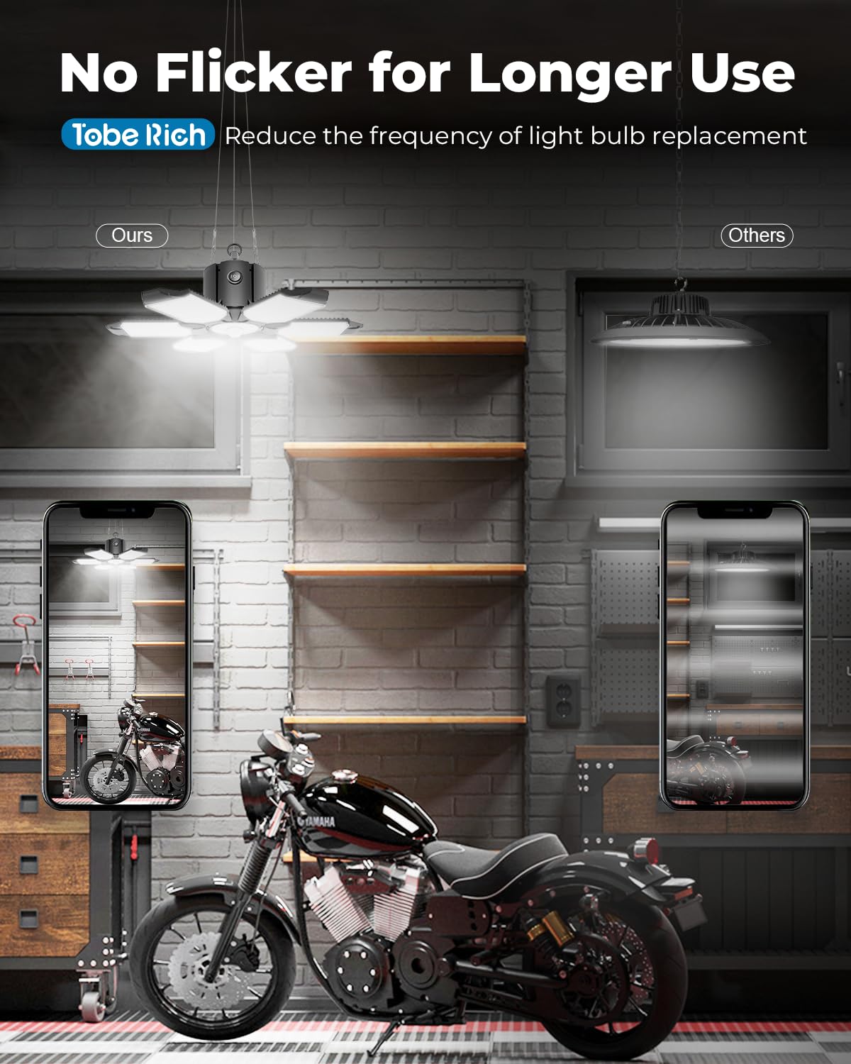 toberich motion sensor garage light 9.84ft cord for easy linking