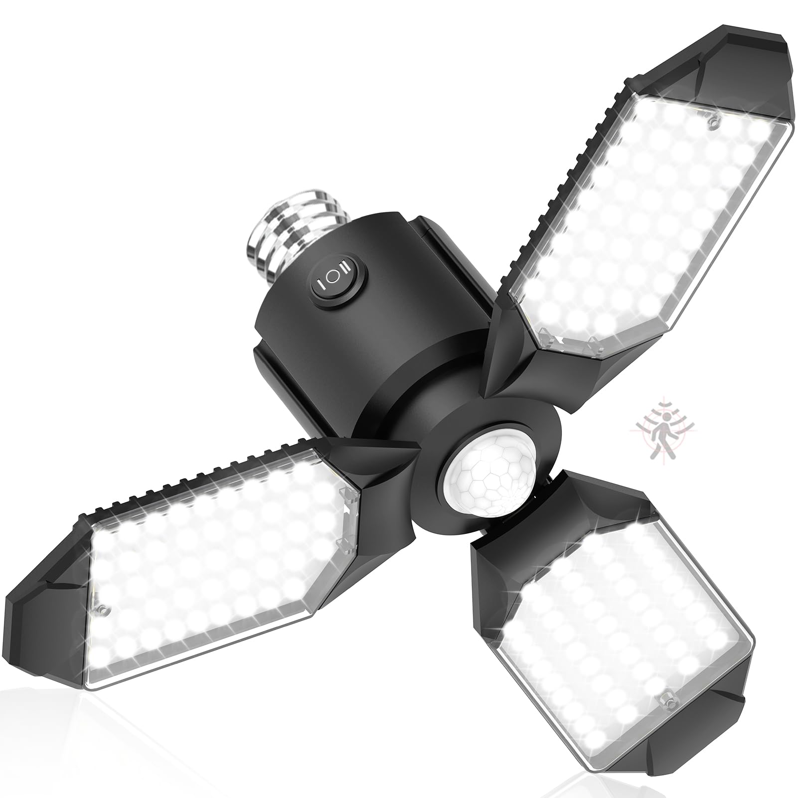 Toberich Motion Sensor Garage Light front view, bright 8000LM for clear visibility