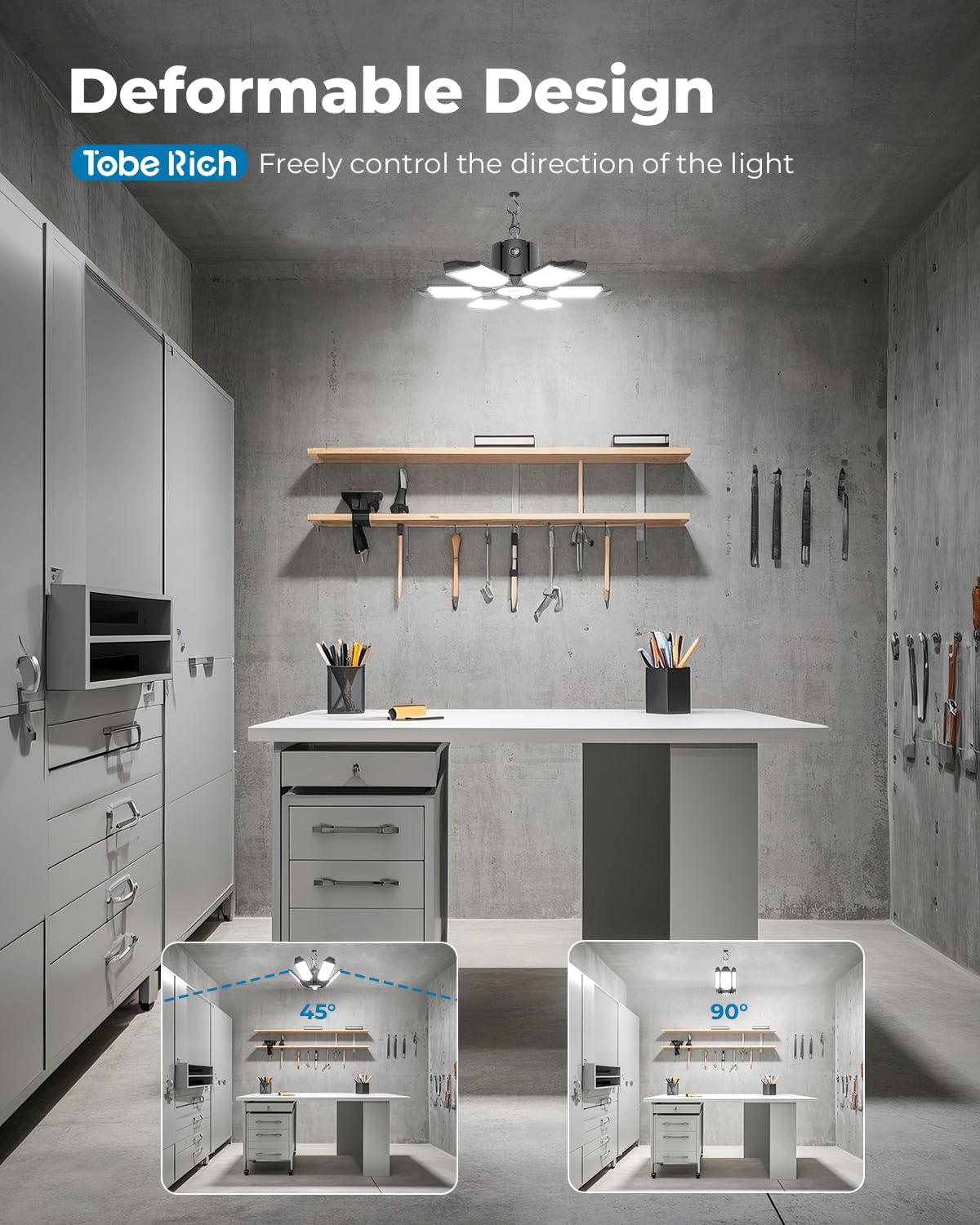 toberich motion sensor garage light adjustable panel assembly for custom coverage