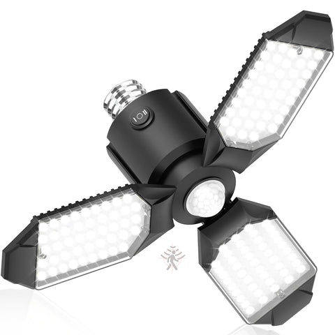 Toberich motion sensor garage light with panels tilted for precise coverage