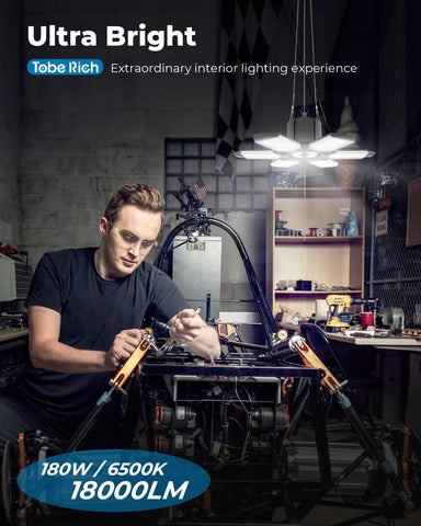 Toberich LED panel close-up shows energy-saving design and even spread.