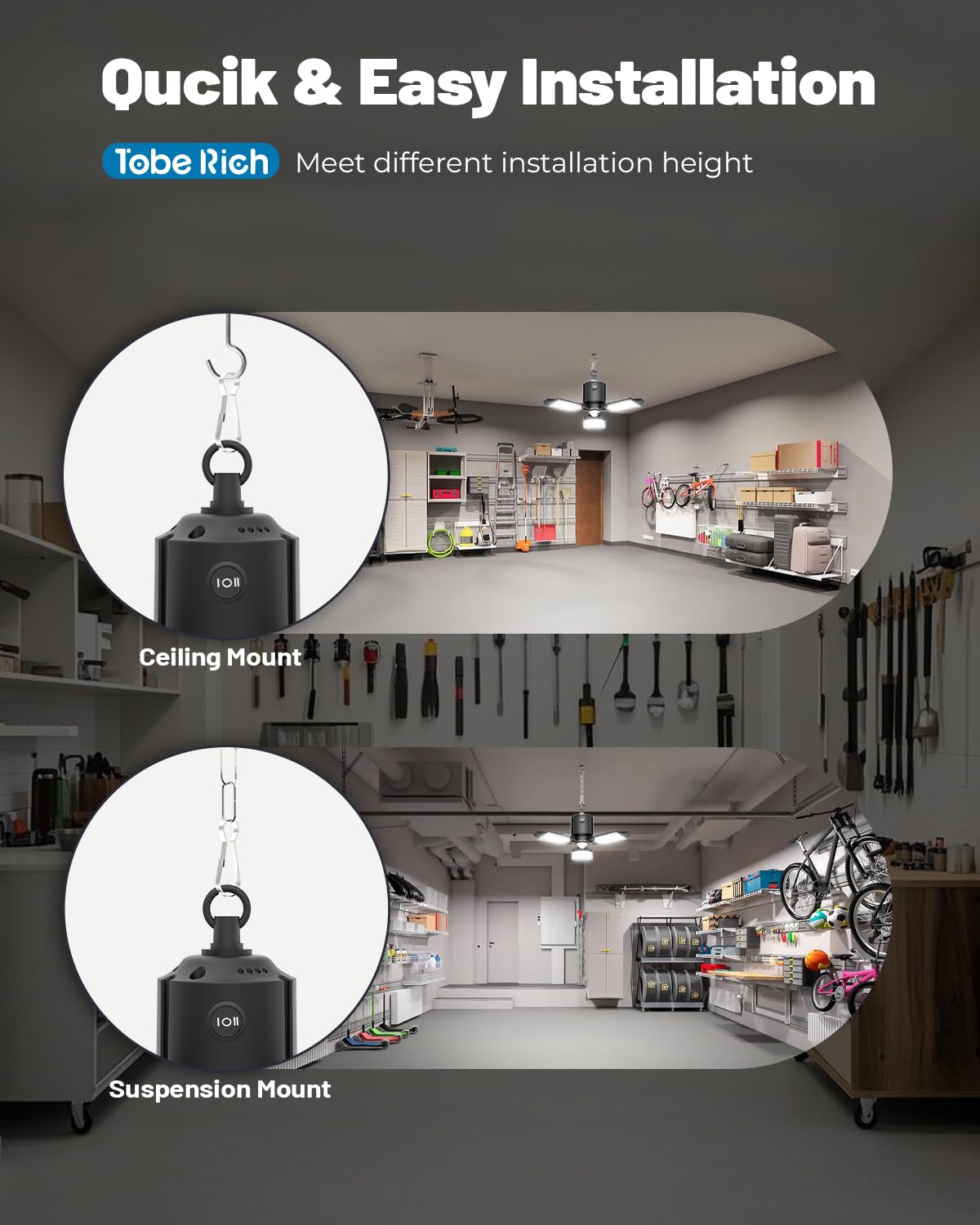 Toberich plug-in LED light with 6.56 ft cord for easy setup