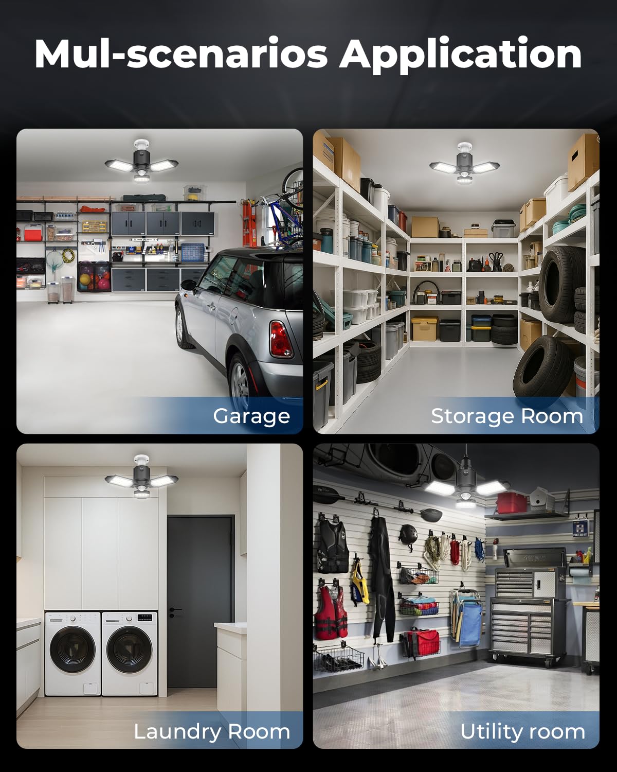 Toberich wide-coverage lighting illuminating dark garage corners