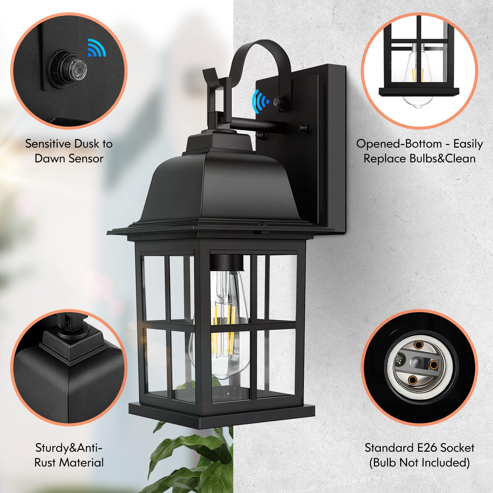 TOBUSA 12.2 inch height outdoor lantern ideal for porch lighting