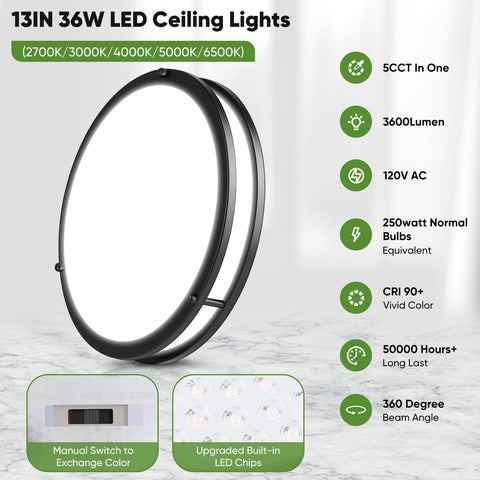 TOBUSA 13-inch diameter ceiling light fit for compact spaces.