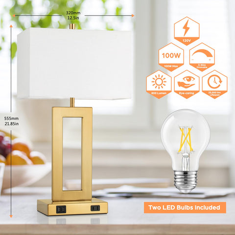 TOBUSA 22'' lamps with AC outlet for extra power at bedside