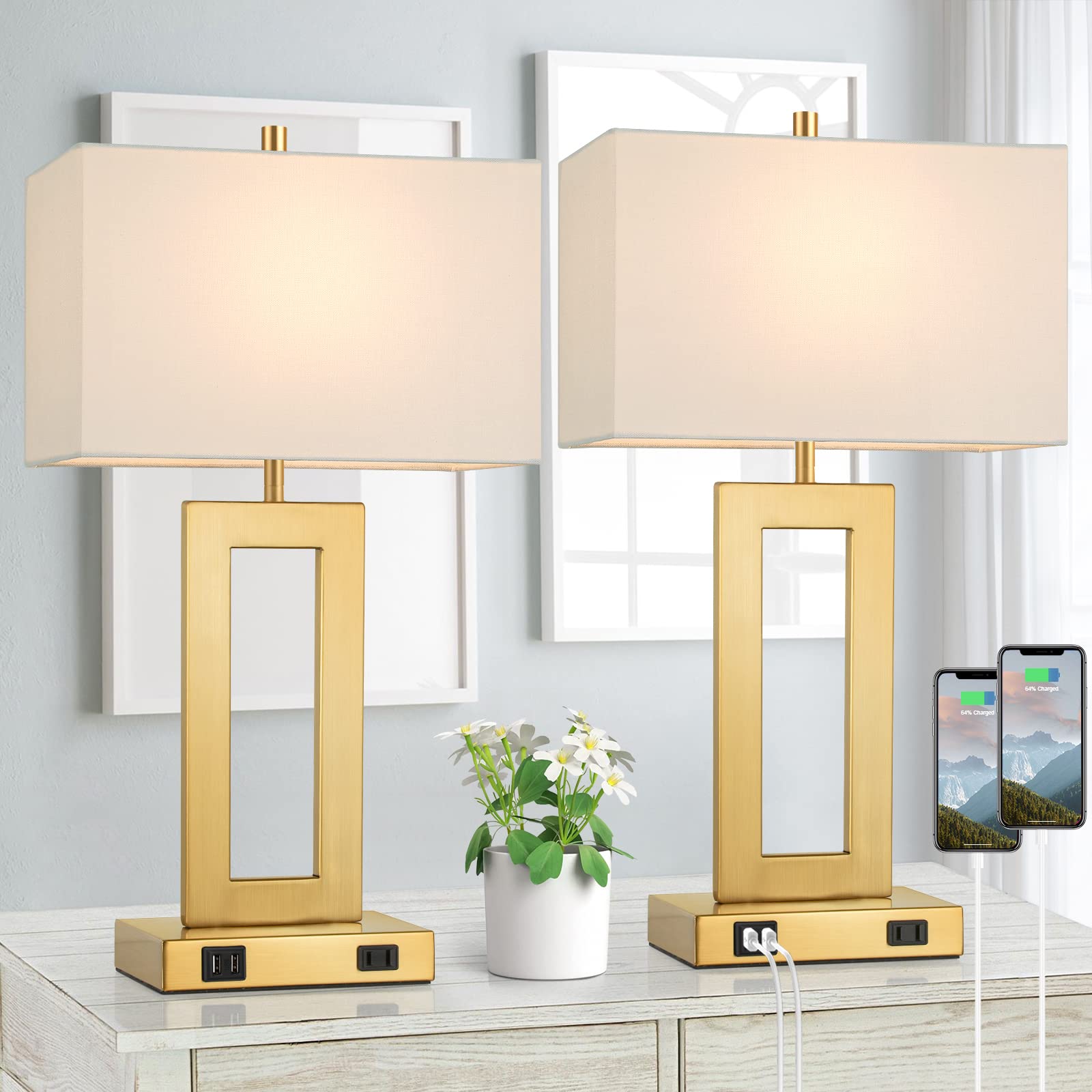 TOBUSA 22'' lamp base in gold adds sturdy elegance for nightstands