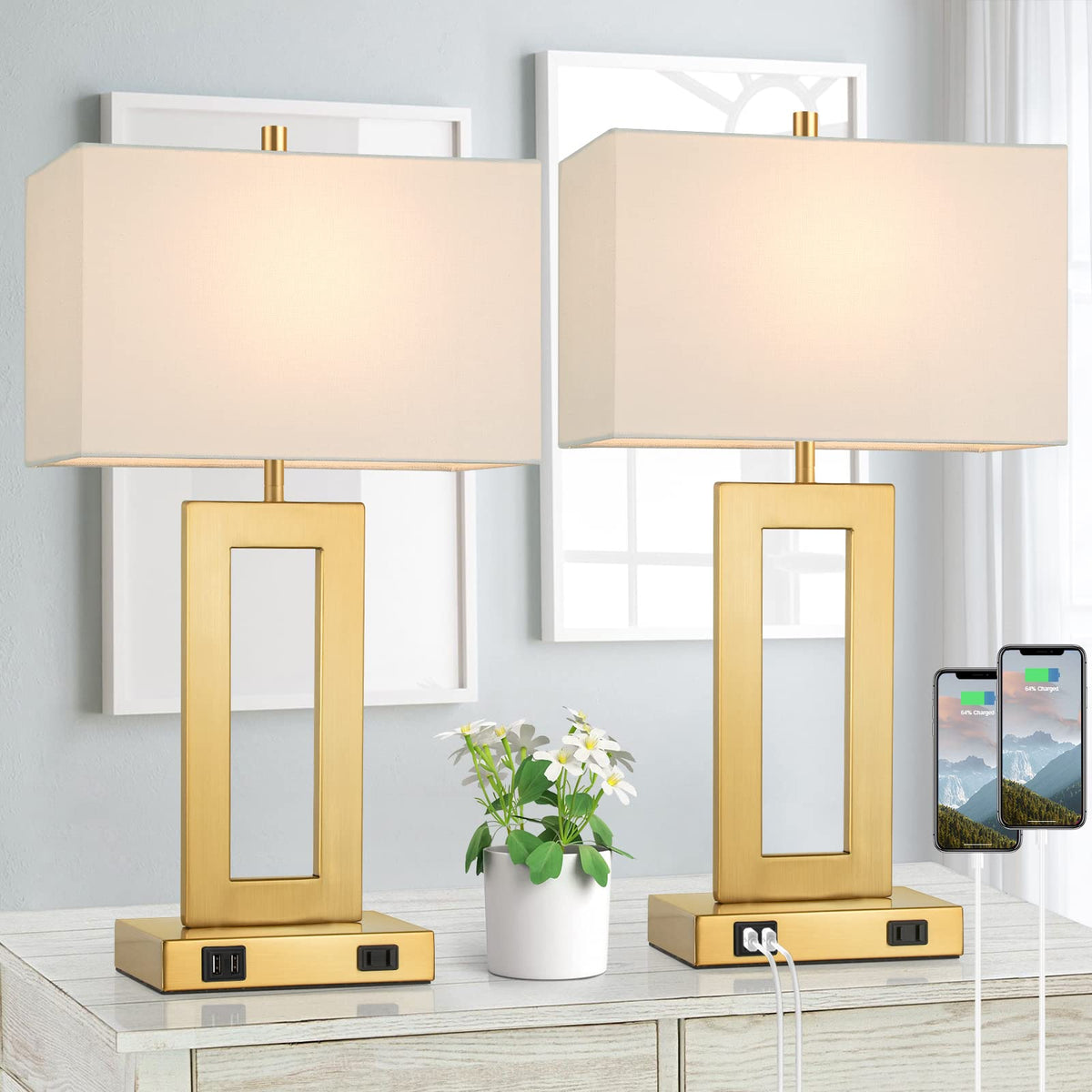 TOBUSA 22'' lamp base in gold adds sturdy elegance for nightstands