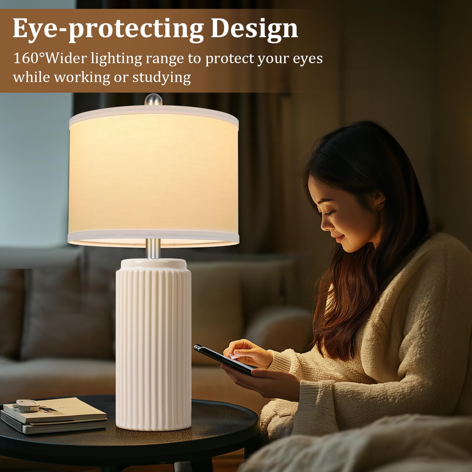 TOBUSA 23.5-inch tall lamps suited for desks and nightstands