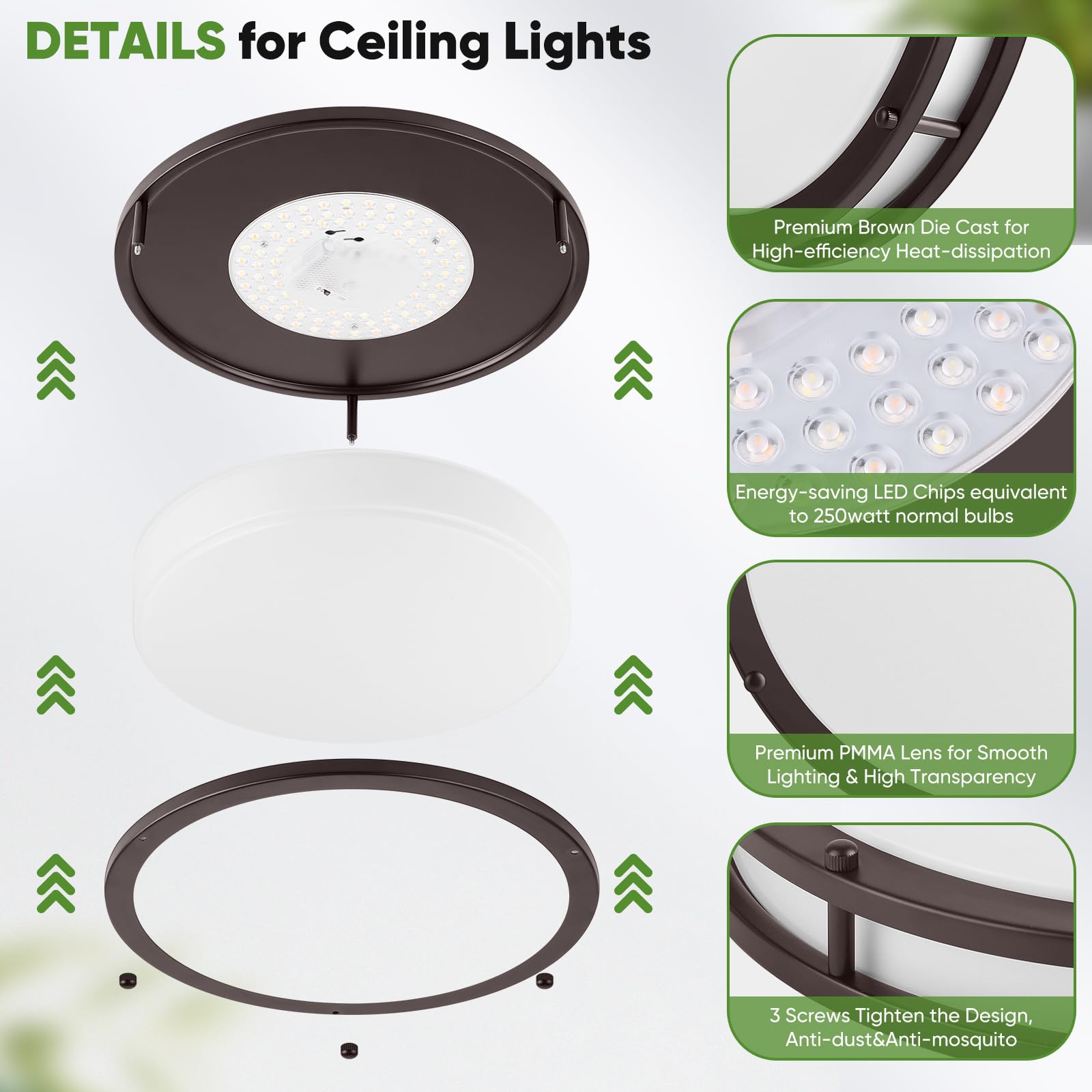 TOBUSA 328mm diameter flush mount saves ceiling space