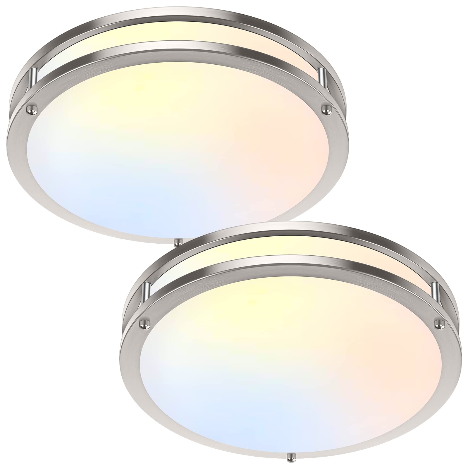 TOBUSA 36W LED ceiling light 2-pack with modern nickel finish