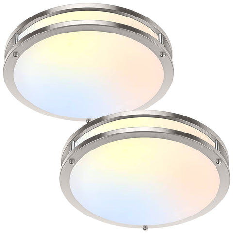 TOBUSA 36W LED ceiling light 2-pack with modern nickel finish