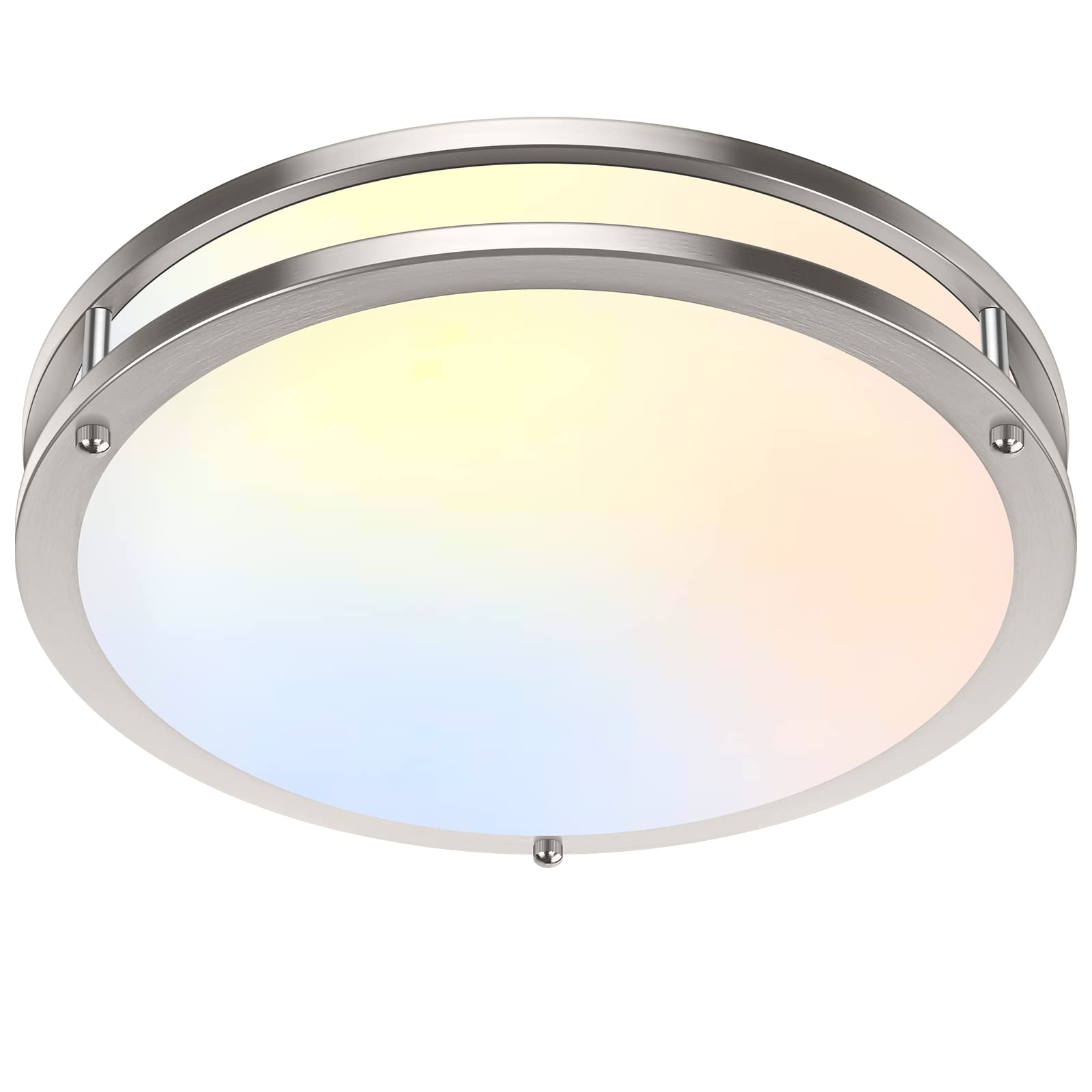 TOBUSA 36W LED flush mount ceiling light front view with brushed nickel finish for modern rooms.