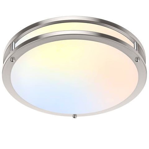 TOBUSA 36W LED flush mount ceiling light front view with brushed nickel finish for modern rooms.