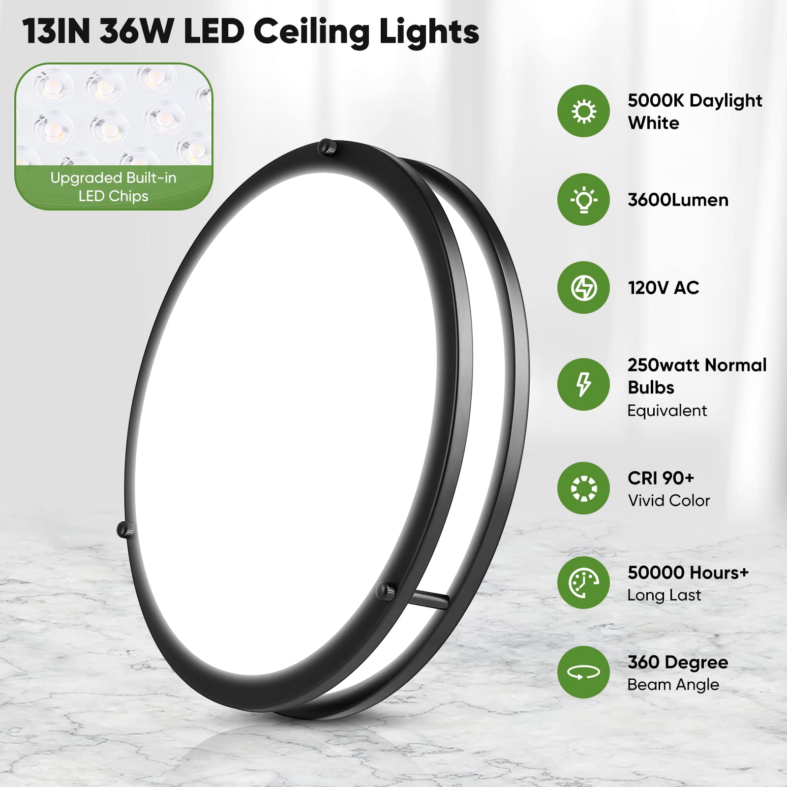 TOBUSA 5000K daylight LED cool white for crisp daytime illumination