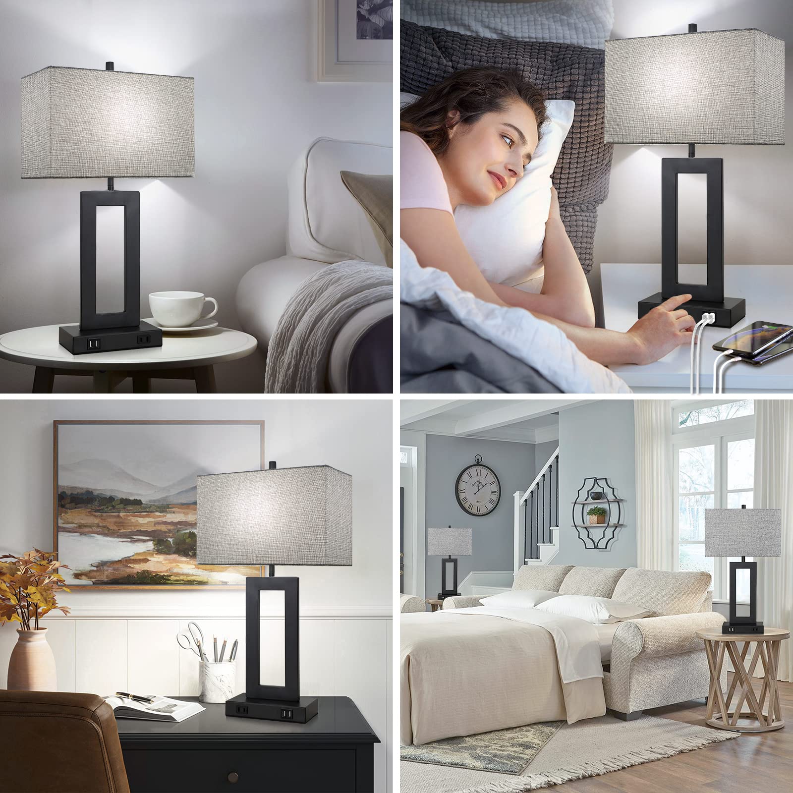 TOBUSA two lamps on nightstands create balanced lighting.