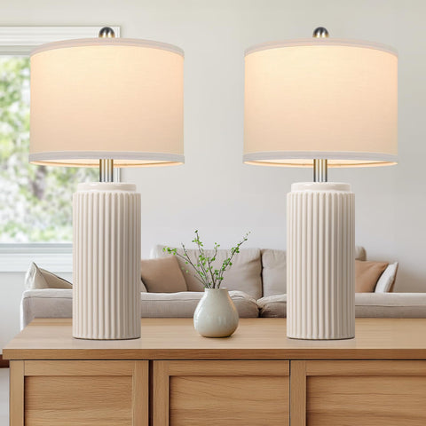 TOBUSA ceramic table lamps set 2 for living room with warm, inviting glow