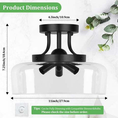 TOBUSA clear glass shade open-bottom eases cleaning and maintenance.