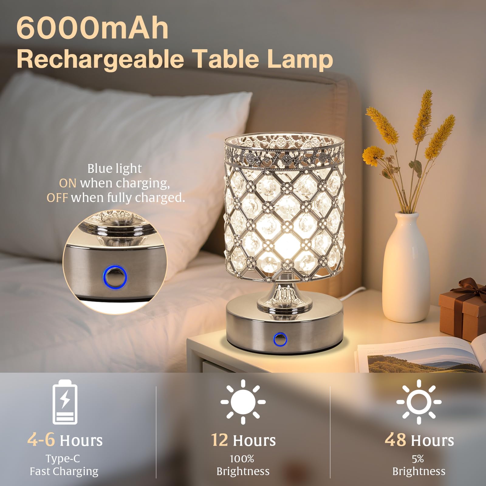 TOBUSA crystal lamp showcases K9 crystals for a sparkling luxurious ambience.