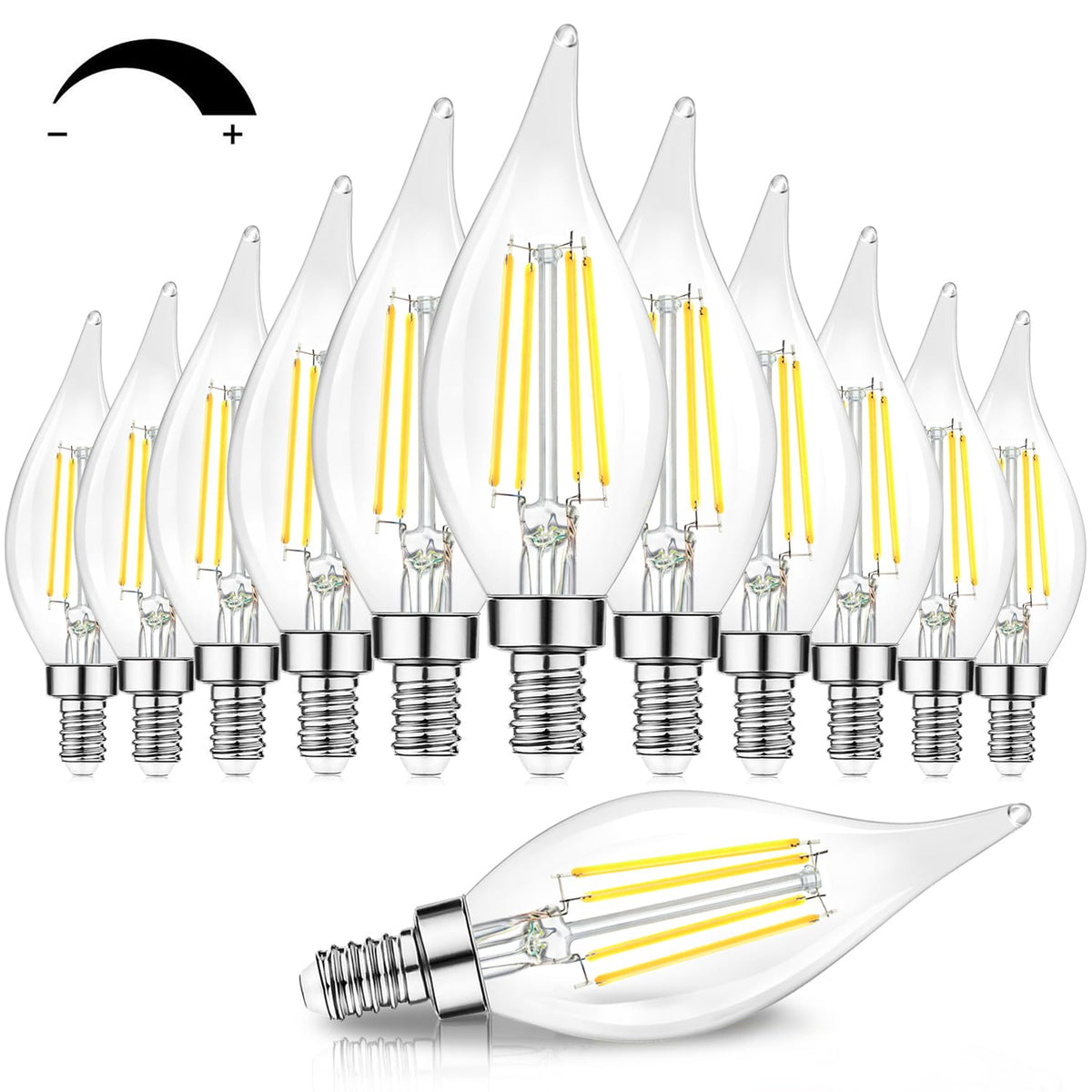 TOBUSA dimmable E12 LED bulbs with flame-tip glass for elegant chandeliers