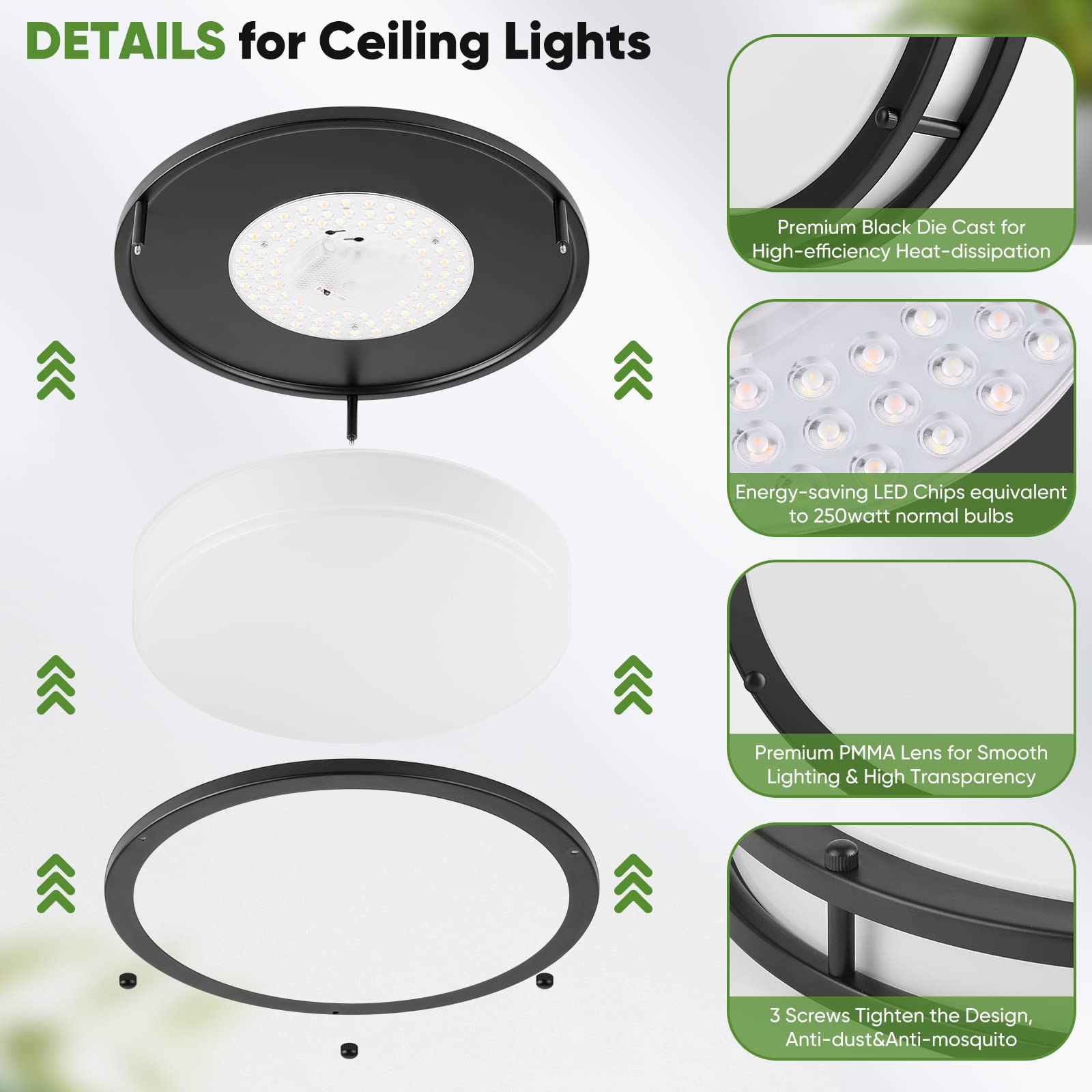TOBUSA dimmable ceiling light supports 5-100% brightness for adaptable mood and task lighting.