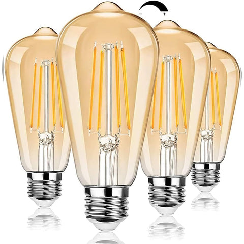 TOBUSA dimmable LED Edison bulb with amber glass for warm ambiance