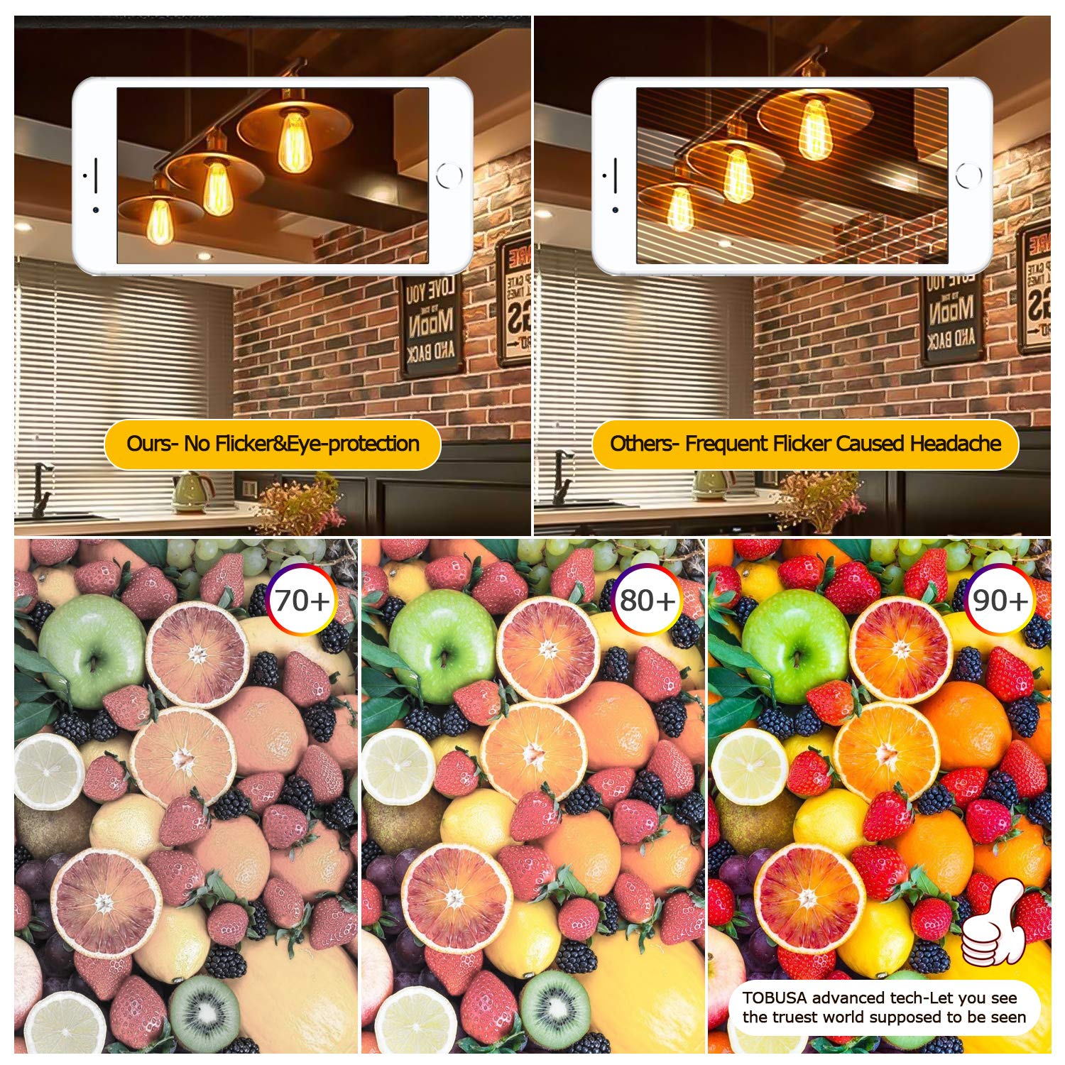 TOBUSA dimmable LED bulb suitable for reading areas and living spaces
