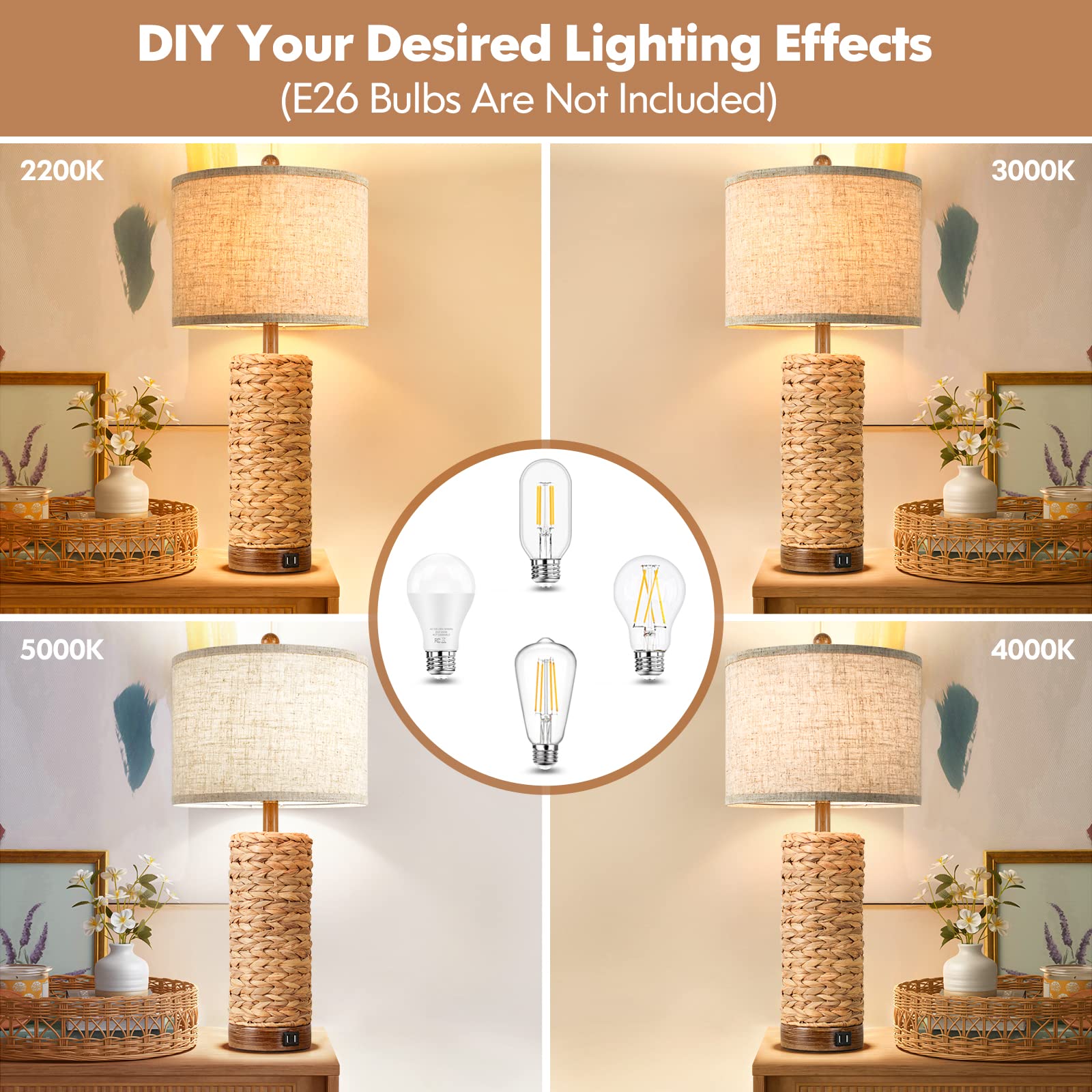 TOBUSA lamp features dual USB ports for bedside charging