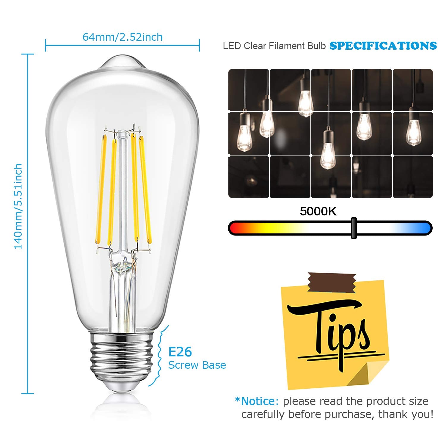TOBUSA amber Edison bulb glow compatible with dimmers for soft dining ambiance.