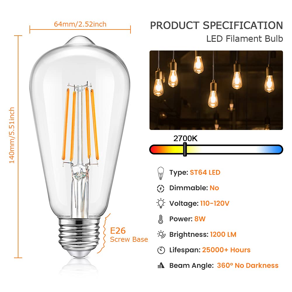 TOBUSA Edison filament close-up in clear glass highlighting retro glow.