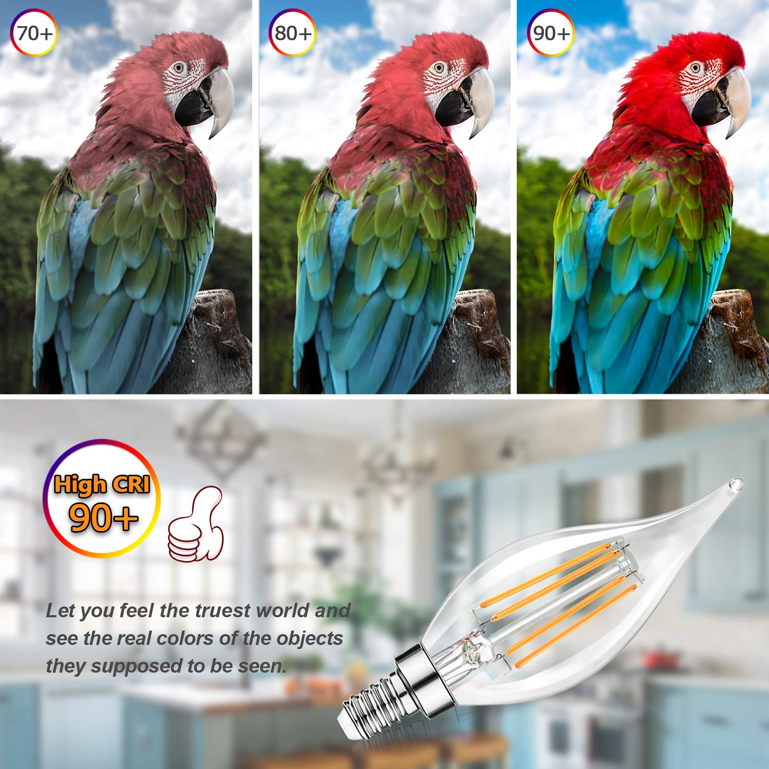 TOBUSA Edison-style clear glass filament LED bulb for decorative fixtures.