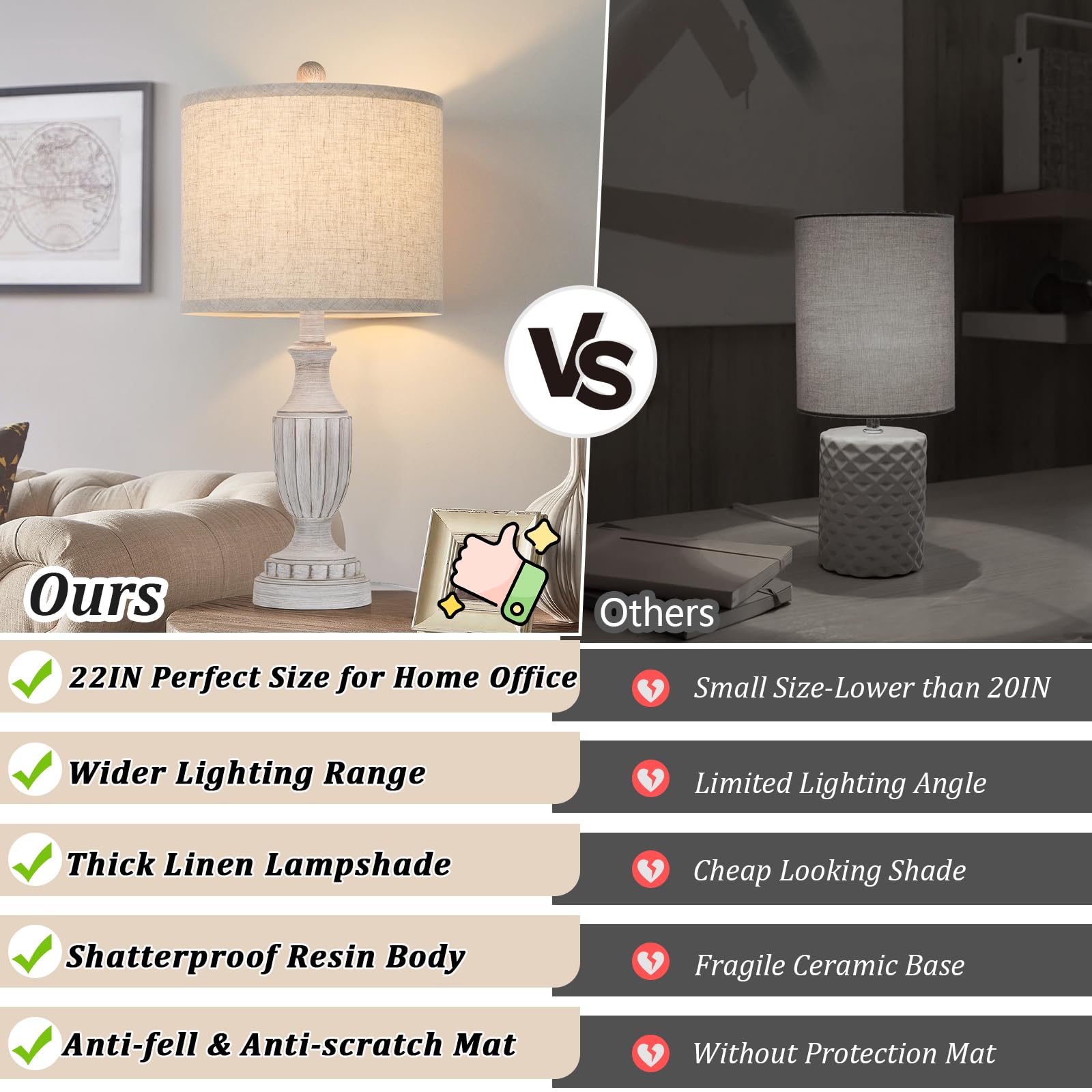 TOBUSA end-table lamps add versatile farmhouse or vintage charm to any room