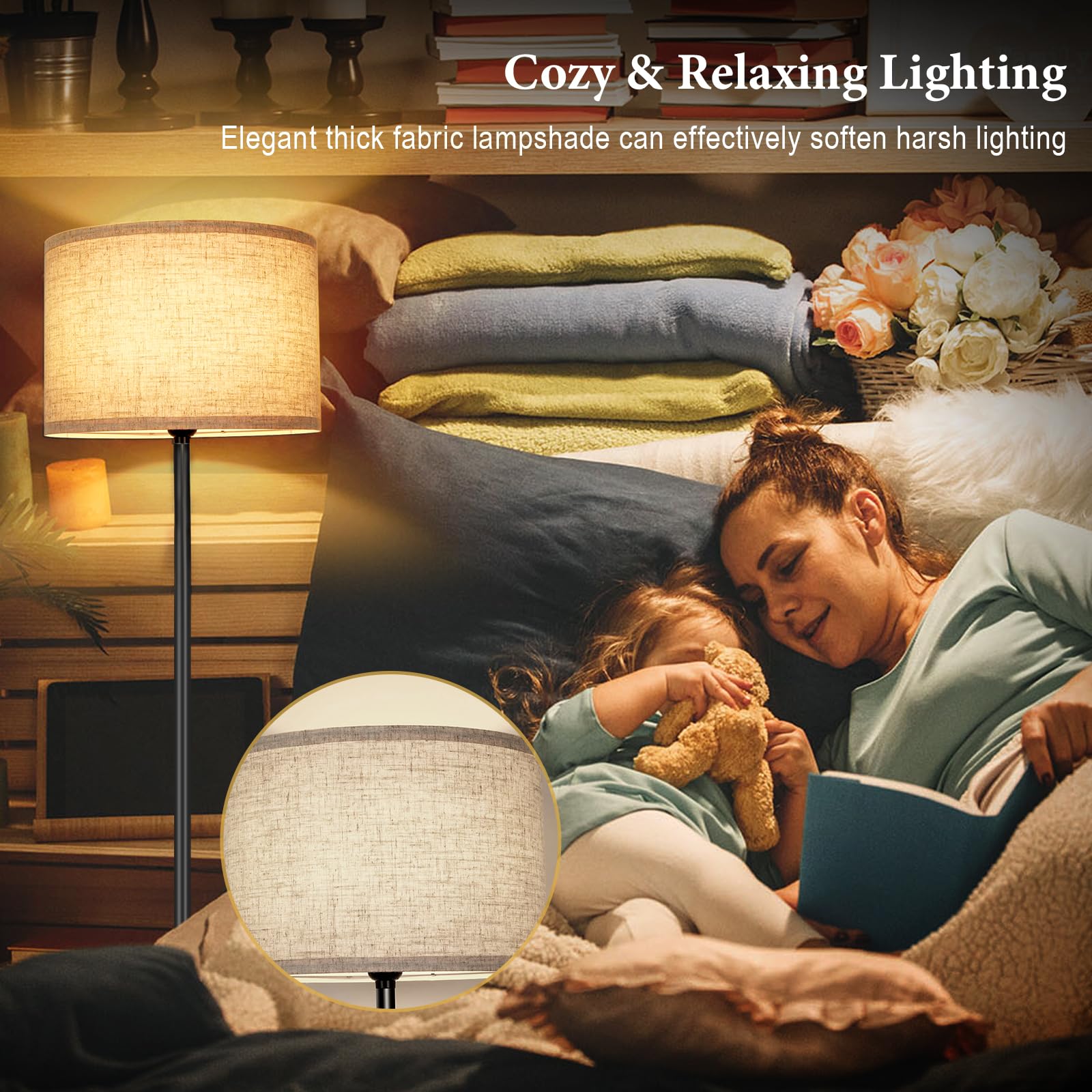 TOBUSA heavy-base floor lamp provides stable support around pets and children