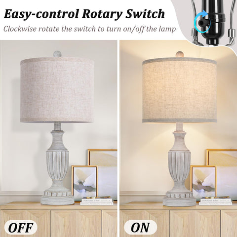 TOBUSA grey resin table lamps provide eye-friendly illumination with wide light spread