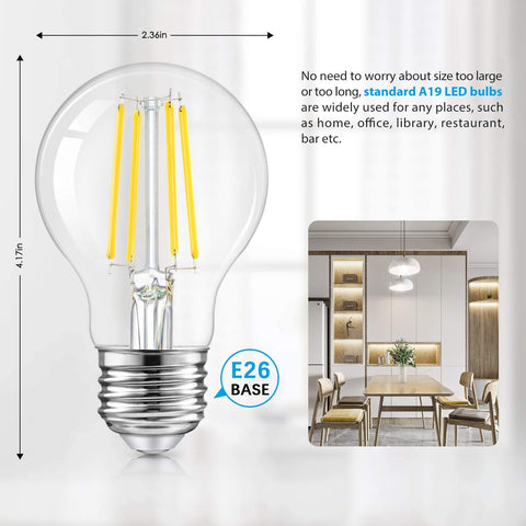 TOBUSA LED A19 5000K daylight white enhances kitchens and bathrooms.