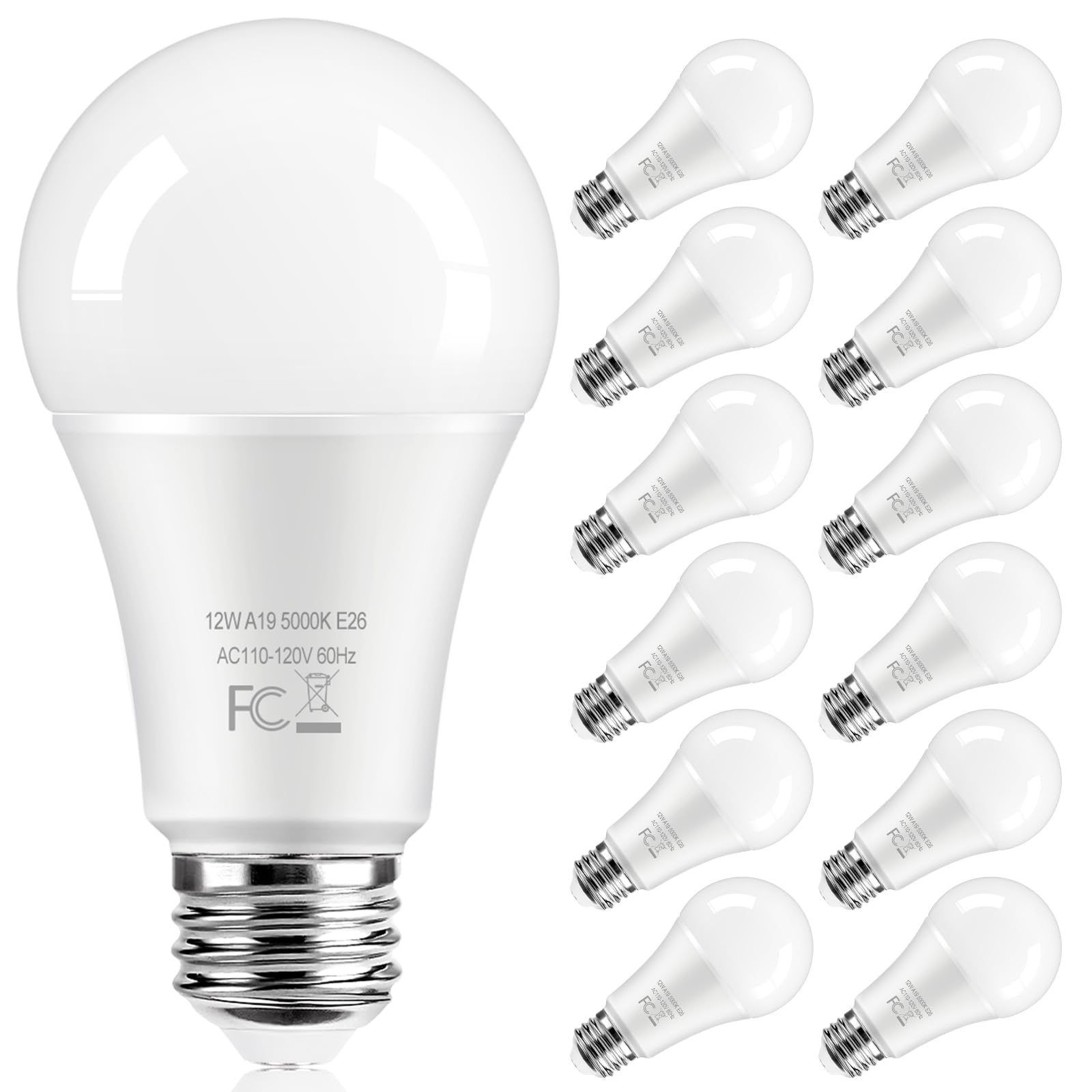 TOBUSA 12-pack box display of daylight LED bulbs with 5000K brightness