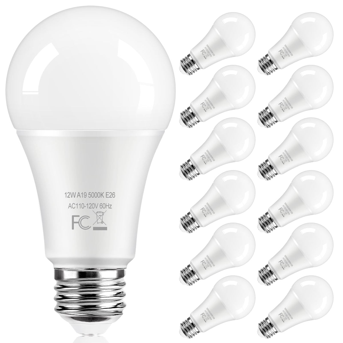 TOBUSA 12-pack box display of daylight LED bulbs with 5000K brightness