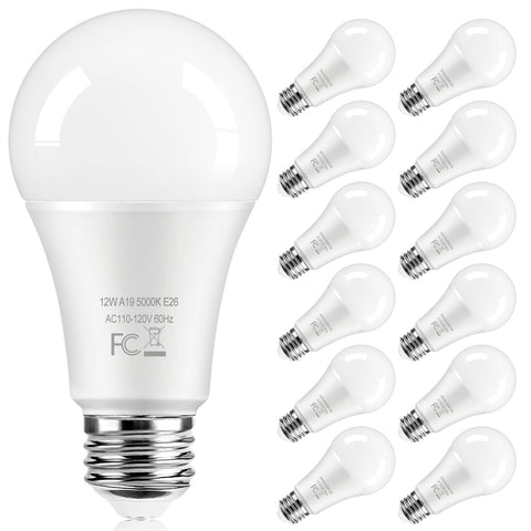 TOBUSA 12-pack box display of daylight LED bulbs with 5000K brightness