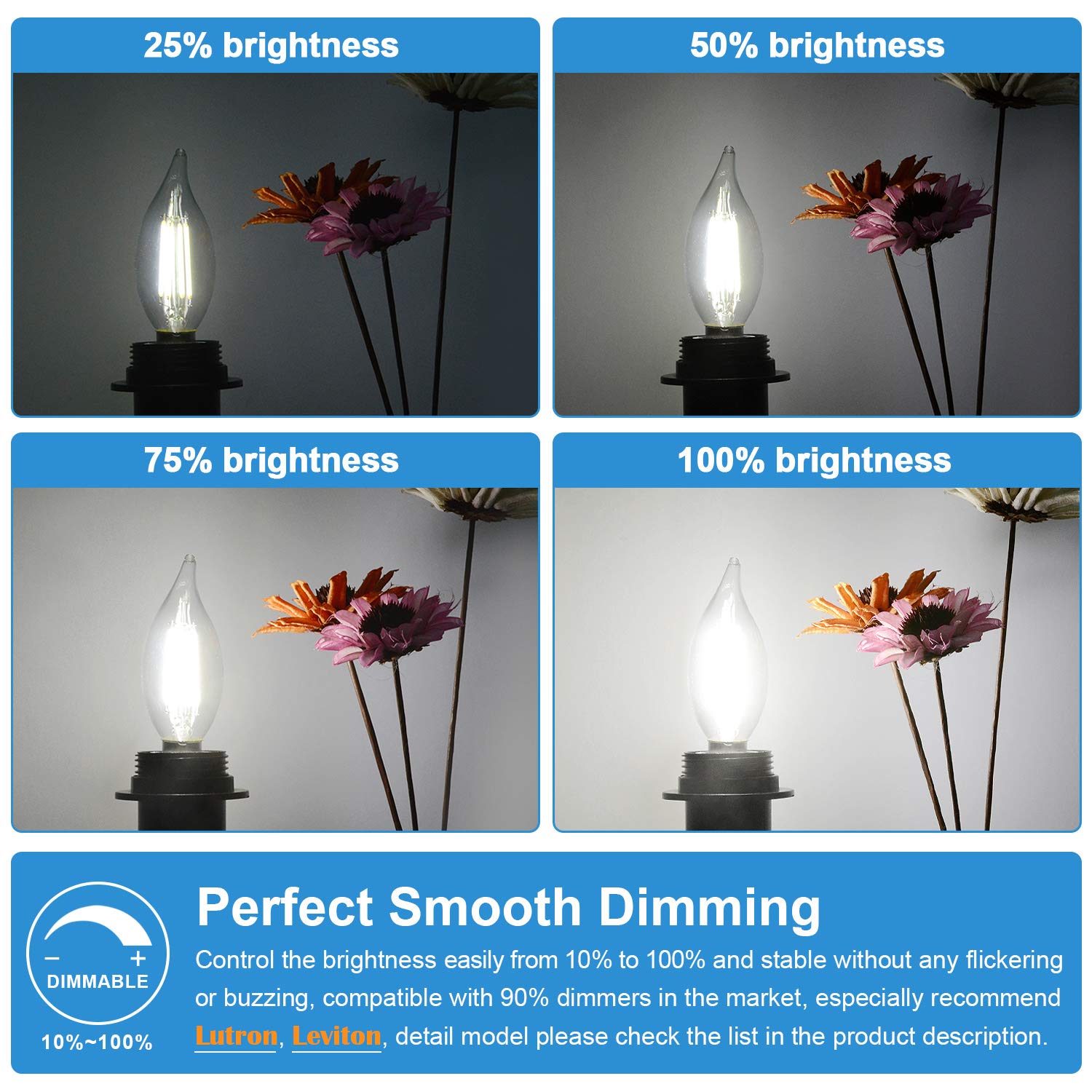 TOBUSA 5000K daylight glass filament LED bulbs for bright task lighting
