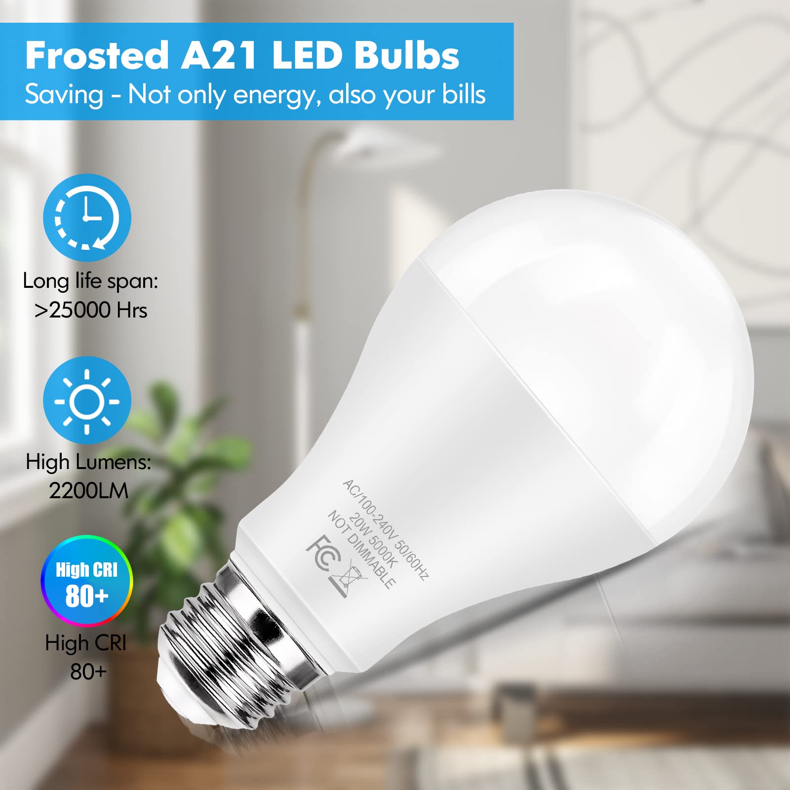 TOBUSA LED bulbs daylight-5000K for natural room illumination