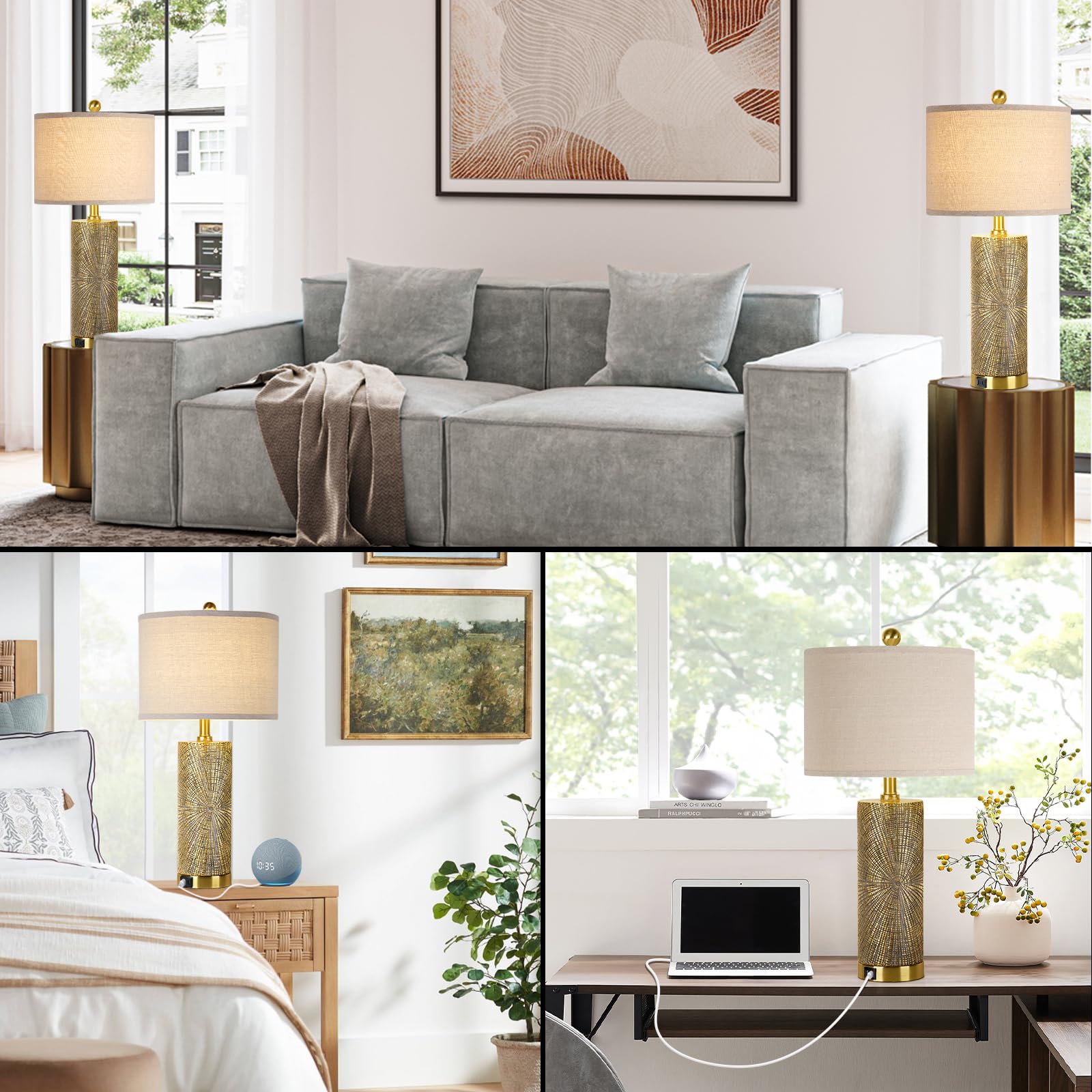 TOBUSA pair of lamps suitable for living room or home office setups