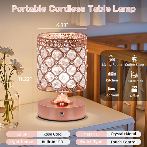 TOBUSA rose-gold crystal lampshade with vintage pattern enhances decor