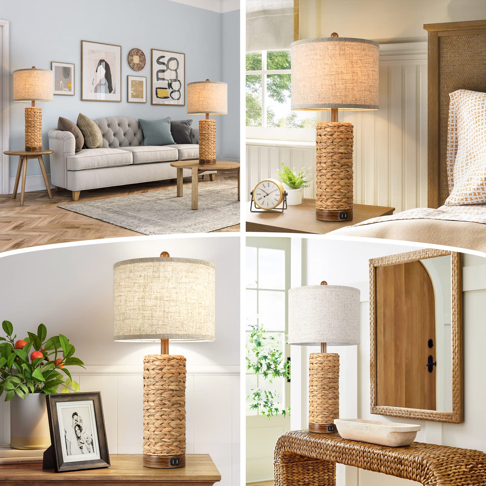 TOBUSA rustic farmhouse lamps add texture to living spaces