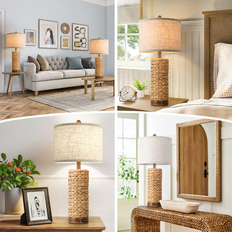 TOBUSA rustic farmhouse lamps add texture to living spaces