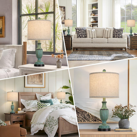 TOBUSA rustic green lamps set ideal as a thoughtful housewarming gift.