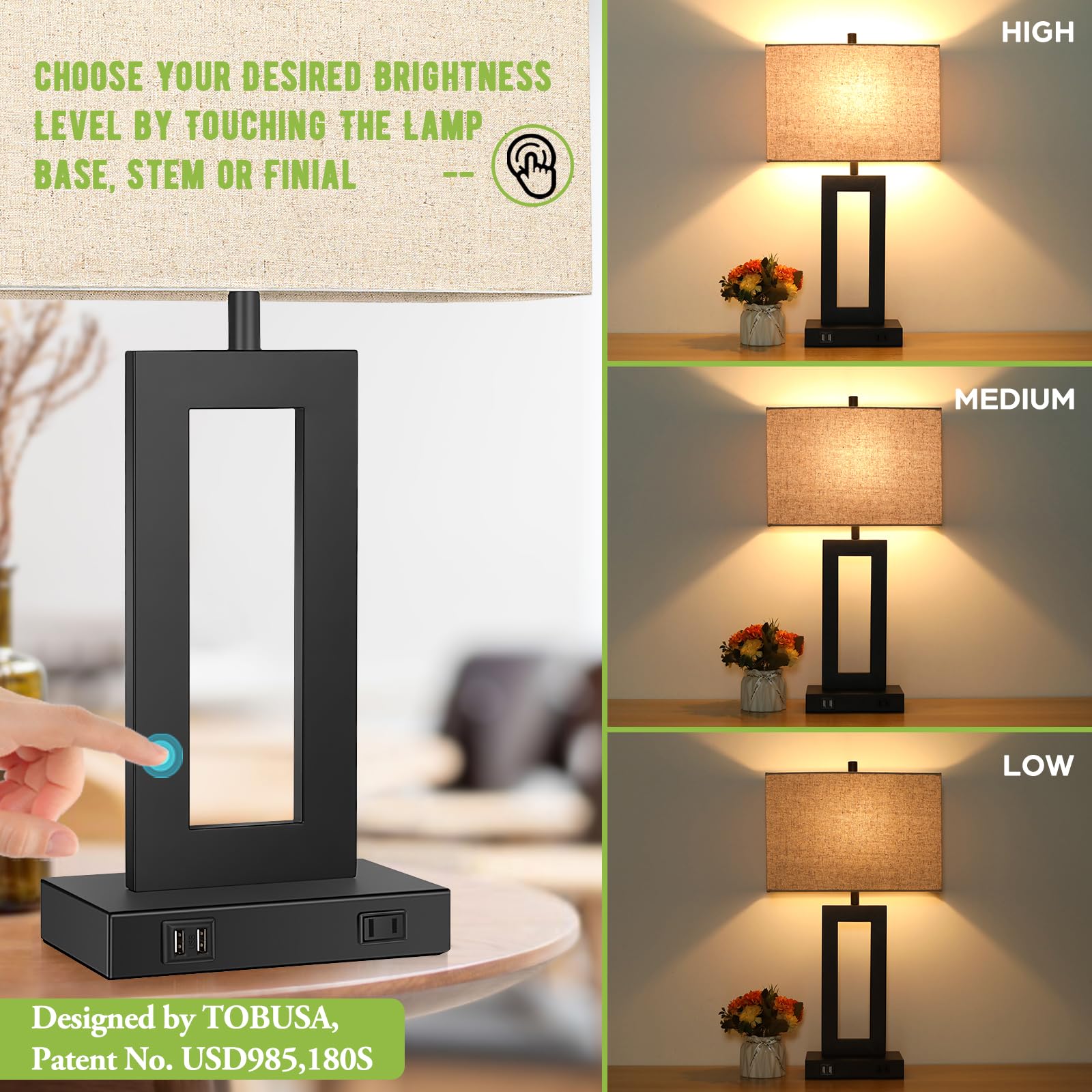 TOBUSA Set2 modern metal finish complements contemporary decor.