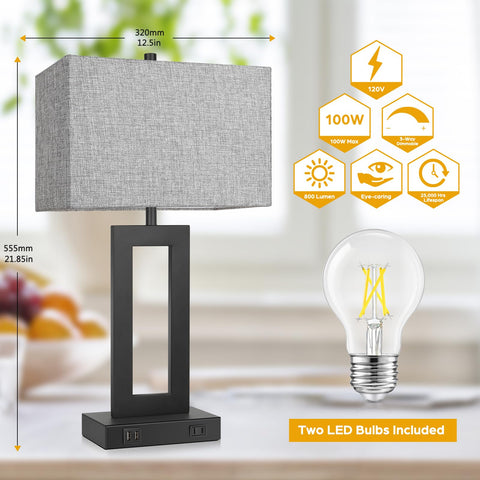 TOBUSA bedside lamps showing USB ports for charging devices.