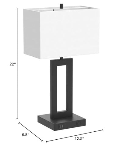TOBUSA two-pack lamps enhance modern decor with white fabric shade