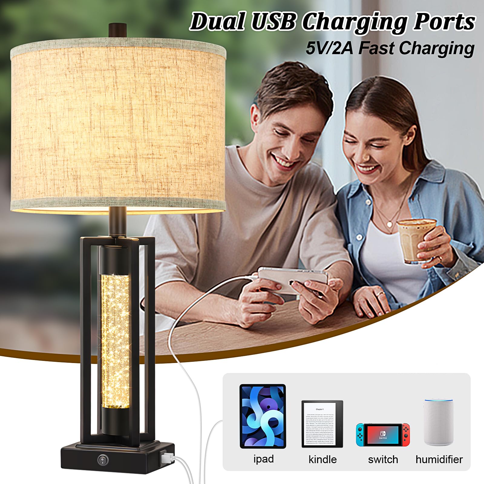 TOBUSA two USB ports simplify charging phones and small devices at night